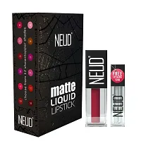 NEUD Matte Liquid Lipstick Combo - Peachy Pink and Mocha Brownie With Two Lip Gloss Free-thumb4