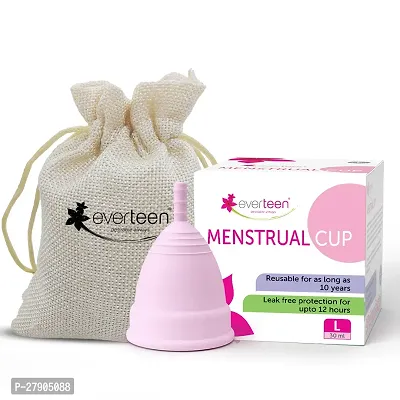 everteen Large Menstrual Cup for Periods | Odor-Free, Rash-Free, No Leakage | 12-Hour Protection | Reusable For Up To 10 Years | Medical-Grade Silicone | Free Pouch | Sanitary Cup for Feminine Hygiene