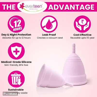 everteen Large Menstrual Cup for Periods | Odor-Free, Rash-Free, No Leakage | 12-Hour Protection | Reusable For Up To 10 Years | Medical-Grade Silicone | Free Pouch | Sanitary Cup for Feminine Hygiene-thumb5