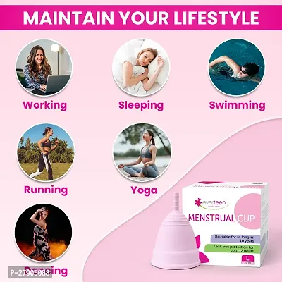 everteen Large Menstrual Cup for Periods | Odor-Free, Rash-Free, No Leakage | 12-Hour Protection | Reusable For Up To 10 Years | Medical-Grade Silicone | Free Pouch | Sanitary Cup for Feminine Hygiene-thumb2