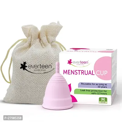 everteen Medium Menstrual Cup for Periods | Odor-Free, Rash-Free, No Leakage | 12-Hour Protection | Reusable For Up To 10 Years | Medical-Grade Silicone | Free Pouch | Sanitary Cup for Feminine Hygien