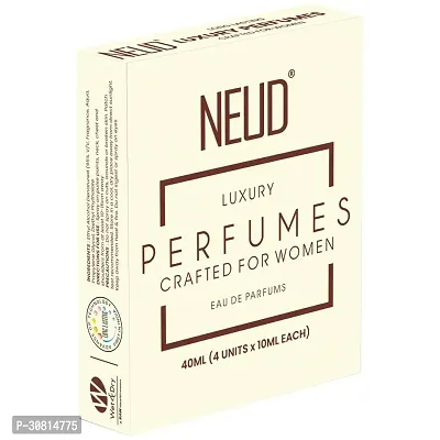 NEUD Luxury Perfume Gift Set for Women - Long Lasting Eau de Parfum (fruity, Rose, Musk, Green Apple) - 4 Vials x 10ml Each