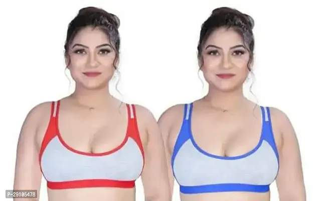 Stylish Multicoloured Cotton Solid Bras For Women Pack Of 2-thumb0