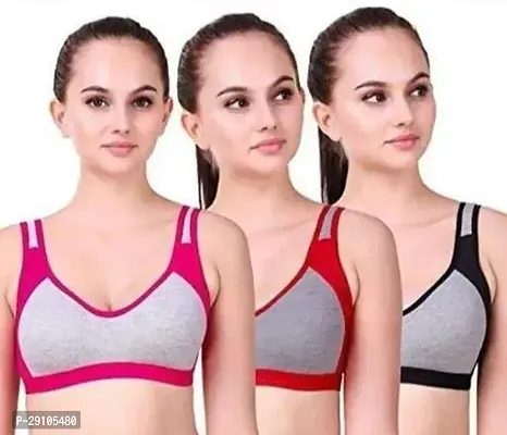 Stylish Multicoloured Cotton Solid Bras For Women Pack Of 3-thumb0