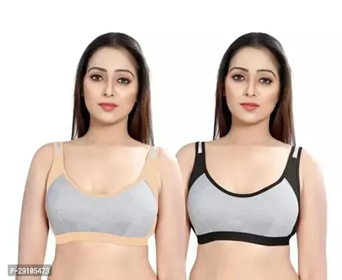 Stylish Multicoloured Cotton Solid Bras For Women Pack Of 2-thumb0