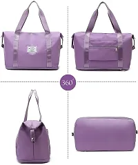 Imported Foldable Travel Duffle Bag Sports Gym Shoulder Handbag for Women Outdoor Weekend Luggage Bag with Shoe and Wet Clothes Compartments (Purple)-thumb2