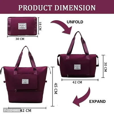 Travel Bag, Waterproof Oxford Fabric,Overnight Duffel Bags for Women, Dry and Wet Separation Sports Tote Gym Bag (Wine)-thumb4