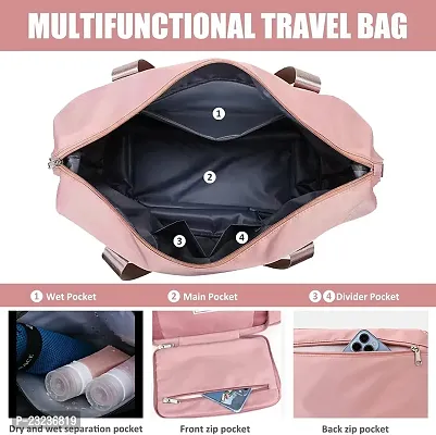 Travel Bags for Women, Duffle Bags for Women Luggage, Foldable Traveling Bag, Waterproof Hand Bag for Ladies Personal Bag (Black) (Pink)-thumb4