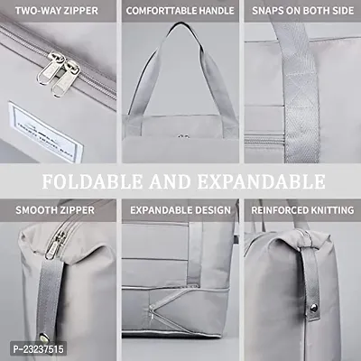 TECH LOGO ELECTRONICS Foldable Travel Duffel Bag, Large Capacity Folding Travel Bag, Travel Lightweight Waterproof Carry Luggage Bag (Silver)-thumb4