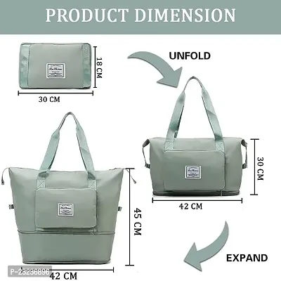 TECH LOGO ELECTRONICS Travel Duffel Bag Shoulder Bag Expandable Folding Travel Bag for Women Girl Waterproof Lightweight Carry Luggage Bag for Travel (Green)-thumb3