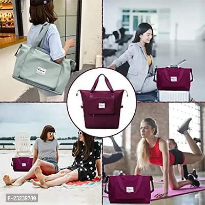 Travel Duffle Bag Expandable Folding Travel Bag for Women, Lightweight Waterproof Carry Luggage Bag for Travel (Wine)-thumb5