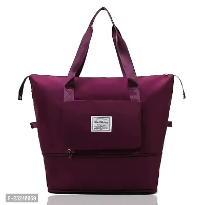 Travel Bag, Waterproof Oxford Fabric,Overnight Duffel Bags for Women, Dry and Wet Separation Sports Tote Gym Bag (Wine)