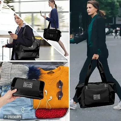 Travel Bags for Women, Duffle Bags for Women Luggage, Foldable Traveling Bag, Waterproof Hand Bag for Ladies Personal Bag (Black) (Black)-thumb2