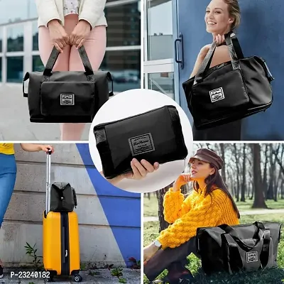 Travel Duffel Bag, Large Capacity Folding Travel Bag, Travel Lightweight Waterproof Carry Luggage Bag (Black)-thumb5