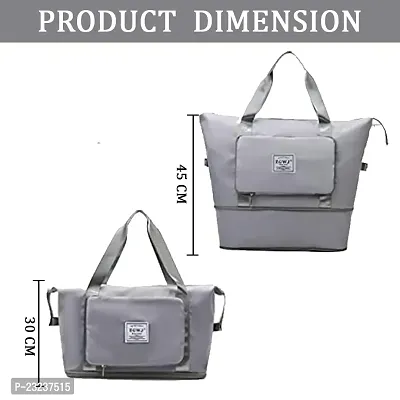 TECH LOGO ELECTRONICS Foldable Travel Duffel Bag, Large Capacity Folding Travel Bag, Travel Lightweight Waterproof Carry Luggage Bag (Silver)-thumb2