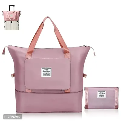 TECH LOGO ELECTRONICS Travel Duffel Bag Shoulder Bag Expandable Folding Travel Bag for Women Girl Waterproof Lightweight Carry Luggage Bag for Travel (Pink)-thumb0