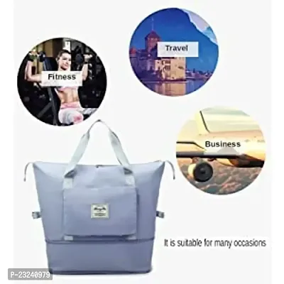 Travel Duffle Bag Expandable Folding Travel Bag for Women, Lightweight Waterproof Carry Luggage Bag for Travel (Silver)-thumb2