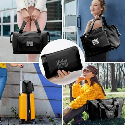 Travel Bags for Women, Duffle Bags for Women Luggage, Foldable Traveling Bag, Waterproof Hand Bag for Ladies Personal Bag (Black) (Black)-thumb5