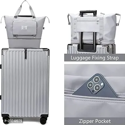 Travel Duffle Bag Expandable Folding Travel Bag for Women, Lightweight Waterproof Carry Luggage Bag for Travel (Silver)-thumb4