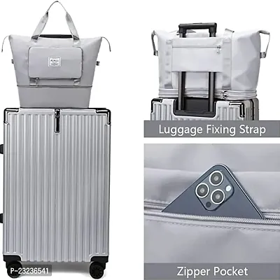 TECH LOGO ELECTRONICS Travel Duffle Bag Expandable Folding Travel Bag for Women, Lightweight Waterproof Carry Luggage Bag for Travel (Silver)-thumb4