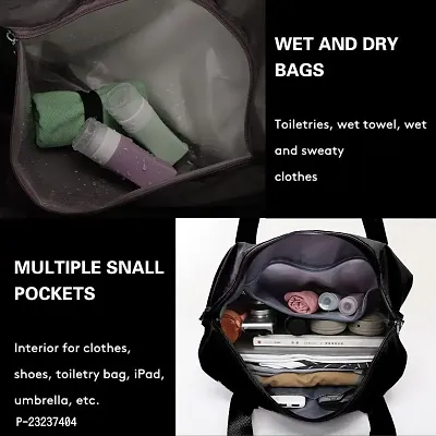 TECH LOGO ELECTRONICS Travel Duffel Bag Shoulder Bag Expandable Folding Travel Bag for Women Girl Waterproof Lightweight Carry Luggage Bag for Travel (Black)-thumb4