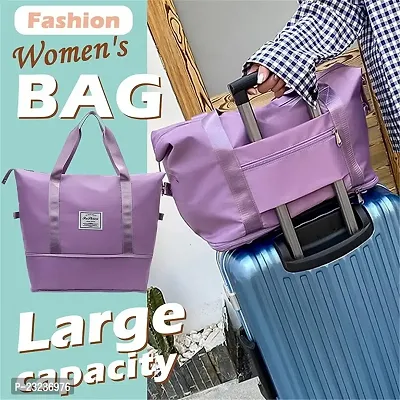 Imported Foldable Travel Duffle Bag Sports Gym Shoulder Handbag for Women Outdoor Weekend Luggage Bag with Shoe and Wet Clothes Compartments (Purple)-thumb4