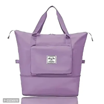 Imported Foldable Travel Duffle Bag Sports Gym Shoulder Handbag for Women Outdoor Weekend Luggage Bag with Shoe and Wet Clothes Compartments (Purple)-thumb0