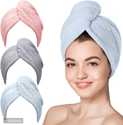 TECH LOGO ELECTRONICS Super Absorber Microfibre Hair Drying Towel for Women Hair Wrap Turban for Wet Hairs Lightweight  Soft Head Towel(Multi Colours)-thumb0
