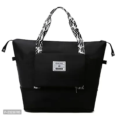 Travel Duffle Bag, Multi-Pocket Sports Shoulder Bag for Women with Wet Pocket Weekender Overnight Luggage Bag for Trolley(Black)