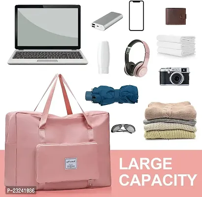 Foldable Travel Duffel Bag, Large Capacity Folding Travel Bag, Travel Lightweight Waterproof Carry Luggage Bag with Shoe Compartment (Pink)-thumb2