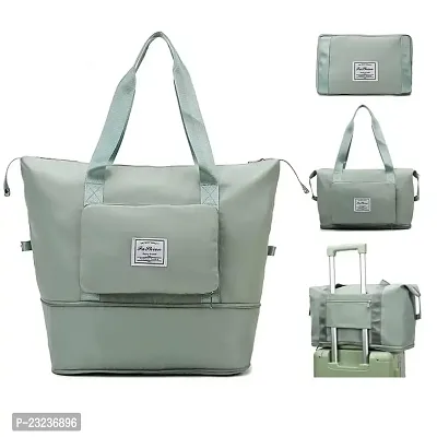 TECH LOGO ELECTRONICS Travel Duffel Bag Shoulder Bag Expandable Folding Travel Bag for Women Girl Waterproof Lightweight Carry Luggage Bag for Travel (Green)-thumb2