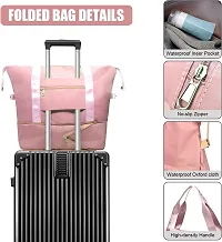 Foldable Travel Duffel Bag, Large Capacity Folding Travel Bag, Travel Lightweight Waterproof Carry Luggage Bag with Shoe Compartment (Pink)-thumb4