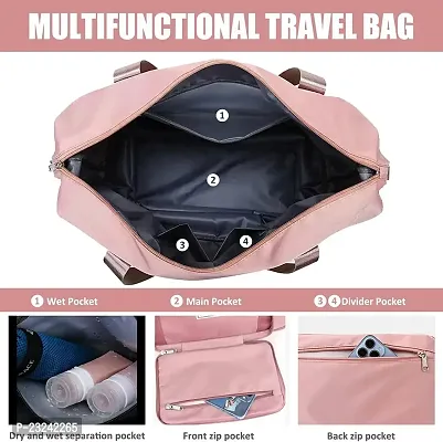 Travel Bag, Waterproof Oxford Fabric,Overnight Duffel Bags for Women, Dry and Wet Separation Sports Tote Gym Bag (Pink)-thumb4