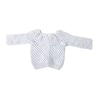 Livirn Acrylic Girl's Crochet Full Sleeve Sweater (White-9-12 Months)-thumb1