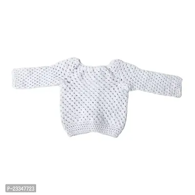 Livirn Acrylic Girl's Crochet Full Sleeve Sweater (White-9-12 Months)-thumb2