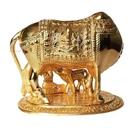 ANGORA CREATIONS? Large Gold Elegant Kamdhenu Cow and Calf Metal Statue Spiritual Showpiece Figurine Sculpture House Warming Gift  Home Decor Congratulatory Blessing Gift Item-thumb3