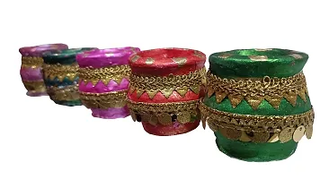 Mahi Home Decor Diwali Diyas|Traditional Handmade Terracotta Clay Diya | Diya for Puja | Diwali Home Decoration Diya (Set of 4, Multicolour)-thumb1