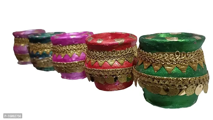 Mahi Home Decor Diwali Diyas|Traditional Handmade Terracotta Clay Diya | Diya for Puja | Diwali Home Decoration Diya (Set of 4, Multicolour)-thumb2