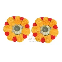 Mahi Home Decor Diwali Celebration Rangoli Design Tea Light Diya/Artificial Floral Design Tea Light Diya for Home Office Decoration (Pack of 1) with Tea Light (Round Tea Light)-thumb2