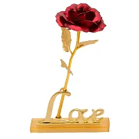 Mahi Home Decor Artificial Rose Flower with Stand with Bag (Golden Red Rose with Stand)-thumb2