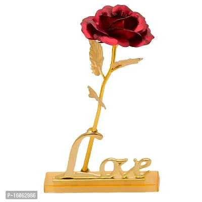 Mahi Home Decor Artificial Rose Flower with Stand with Bag (Golden Red Rose with Stand)-thumb3