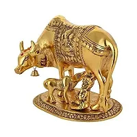 ANGORA CREATIONS? Large Gold Elegant Kamdhenu Cow and Calf Metal Statue Spiritual Showpiece Figurine Sculpture House Warming Gift  Home Decor Congratulatory Blessing Gift Item-thumb1