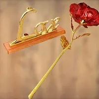 Mahi Home Decor Artificial Rose Flower with Stand with Bag (Golden Red Rose with Stand)-thumb3