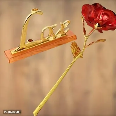 Mahi Home Decor Artificial Rose Flower with Stand with Bag (Golden Red Rose with Stand)-thumb4