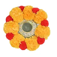 Mahi Home Decor Diwali Celebration Rangoli Design Tea Light Diya/Artificial Floral Design Tea Light Diya for Home Office Decoration (Pack of 1) with Tea Light (Round Tea Light)-thumb1