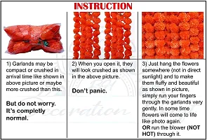 Mahi Home Decor Artificial Marigold Fluffy Flowers Hanging Garlands (Pack of 5) (Red)-thumb2