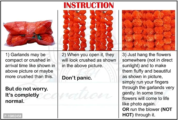 Mahi Home Decor Artificial Marigold Fluffy Flowers Hanging Garlands (Pack of 5) (Red)-thumb3