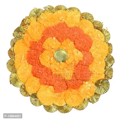 Mahi Home Decor Diwali Celebration Rangoli Design Tea Light Diya/Artificial Floral Design Tea Light Diya for Home Office Decoration (Pack of 1) with Tea Light (Round Rangoli Tea Light)-thumb2