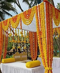 Mahi Home Decor Artificial Marigold Fluffy Flowers Hanging Garlands (Pack of 5) (Yellow)-thumb4