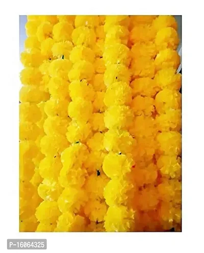 Mahi Home Decor Artificial Marigold Fluffy Flowers Hanging Garlands (Pack of 5) (Yellow)